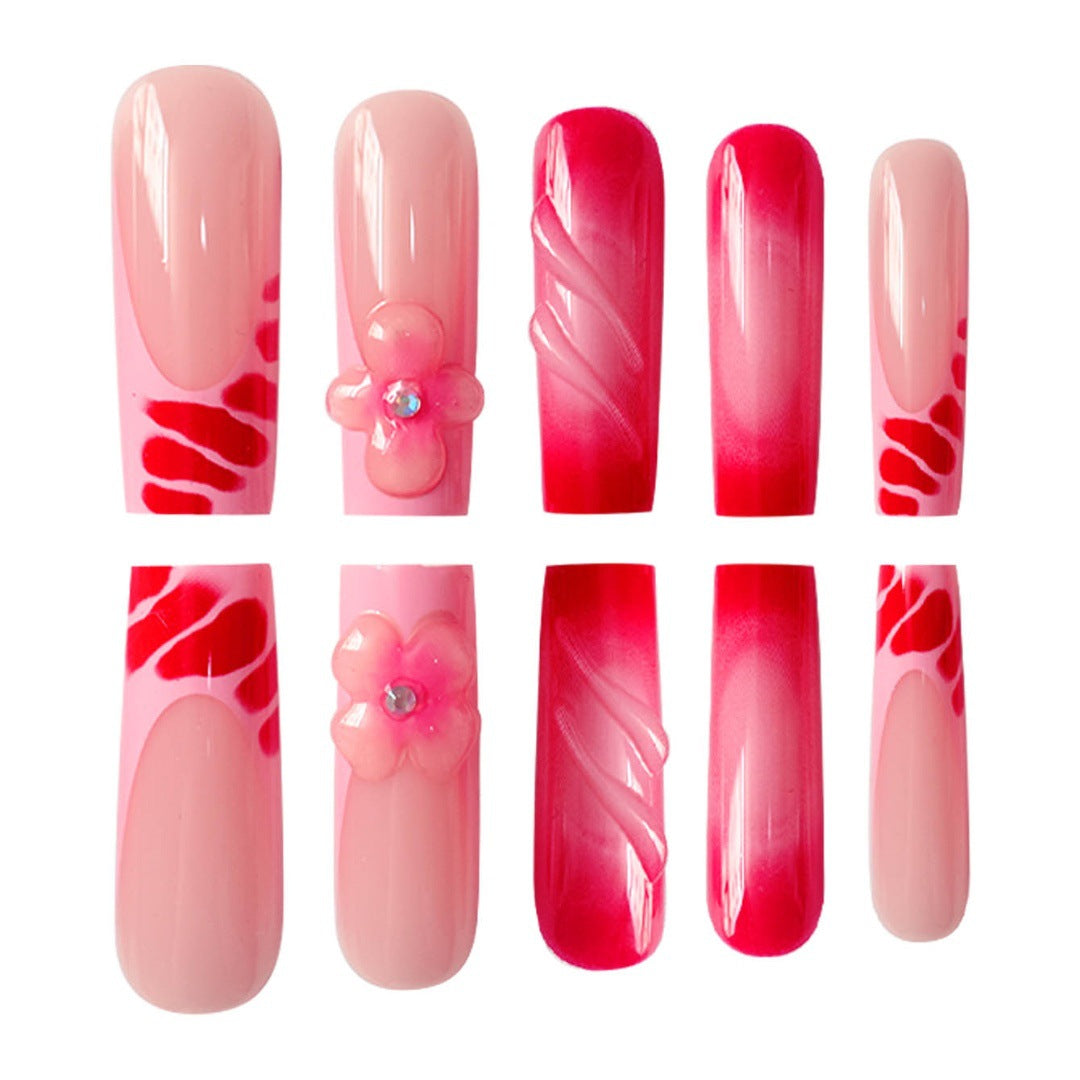 Glamorous Floral Press-On Nails Set Brehn