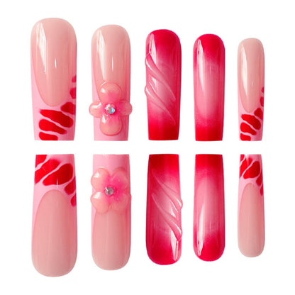 Glamorous Floral Press-On Nails Set Brehn