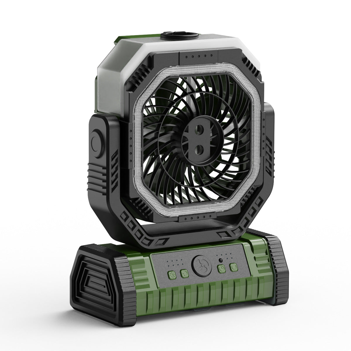 Unisex nan wiederaufladbarer Akku-Tischventilator mit LED-Ring und verstellbarem Neigekopf Brehn