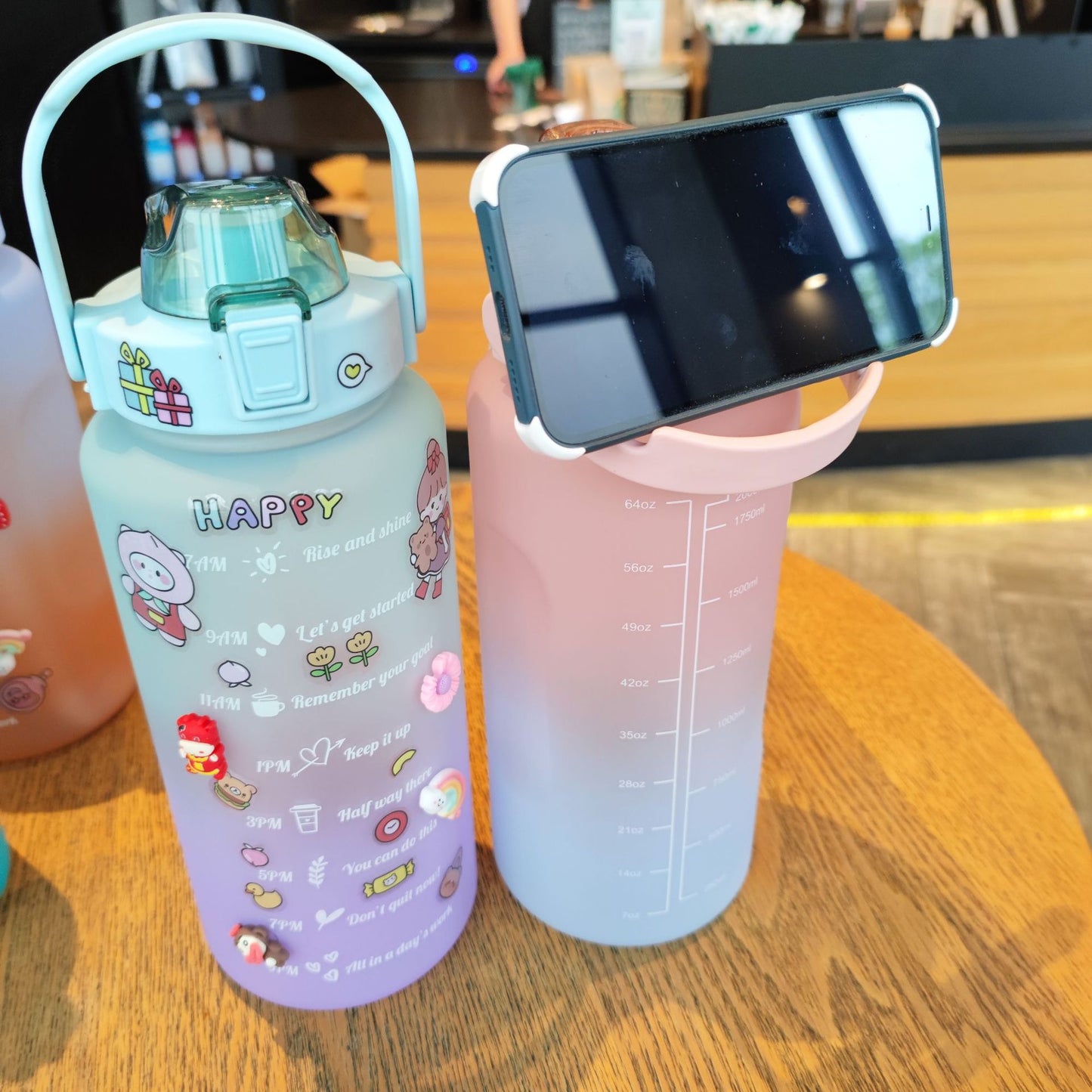 Damen Motivierende Trinkflasche mit interaktivem Sticker-Set Brehn