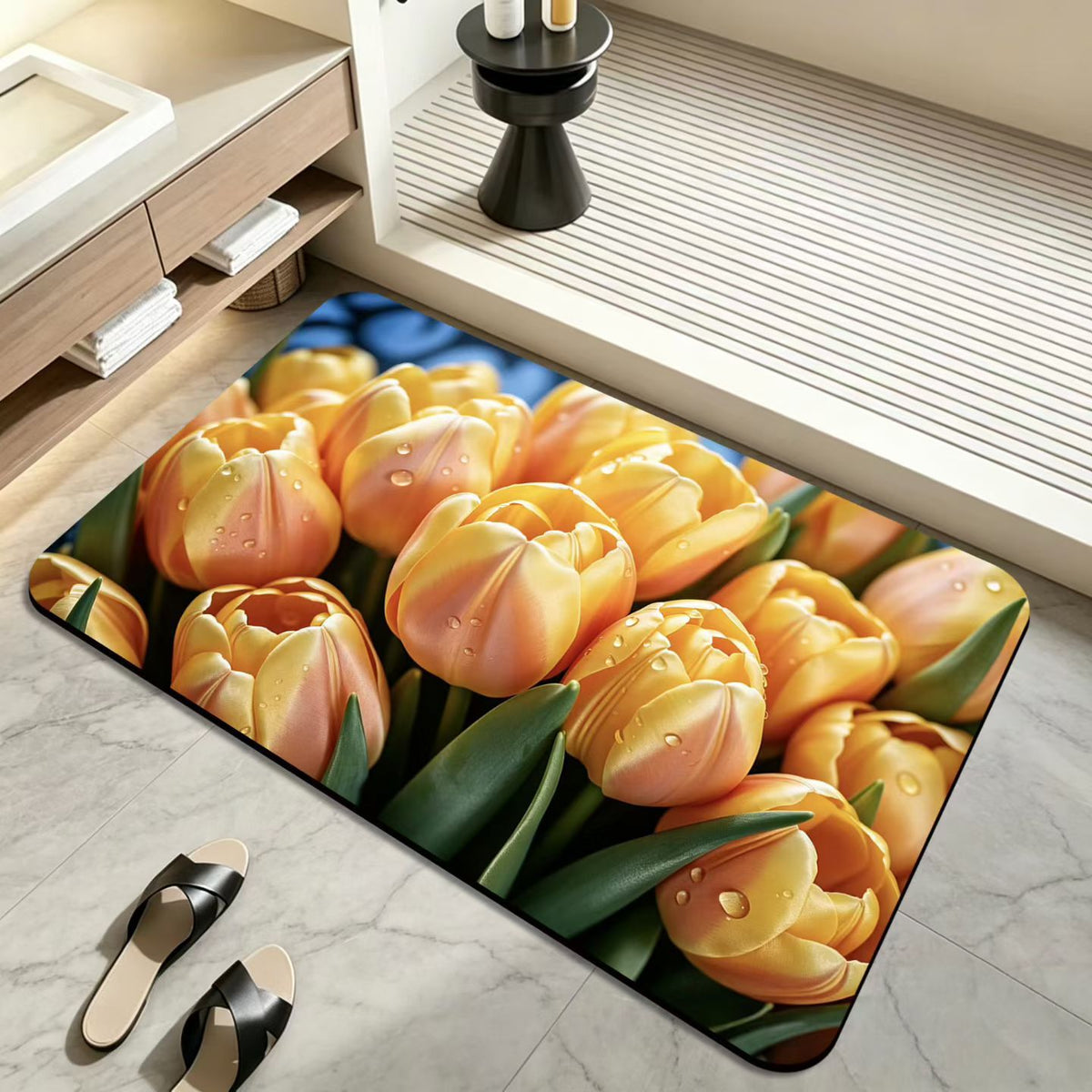 Blumenmotiv Badezimmermatte