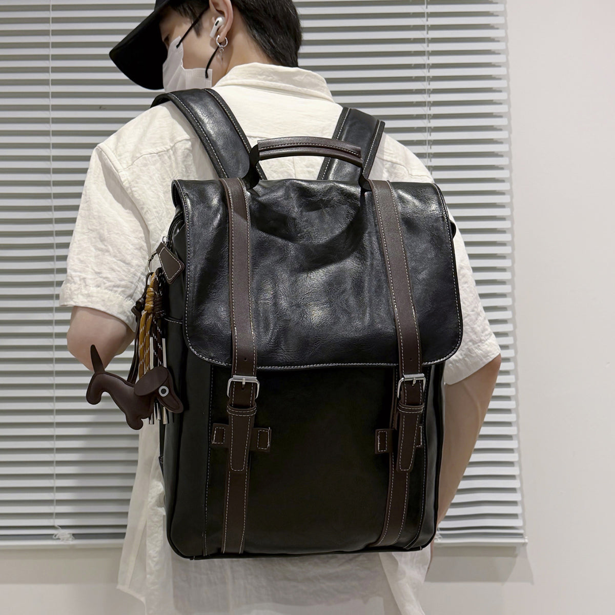 Stylischer Leder Laptop Rucksack