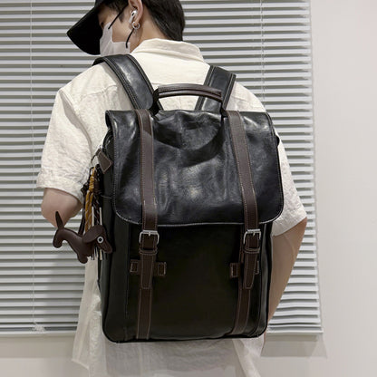 Stylischer Leder Laptop Rucksack
