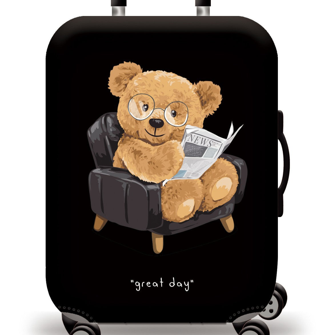 Unisex nan Kinder Trolley Koffer mit niedlichem Teddybär-Design, Hartschale, Teleskopgriff und vier lenkbaren Rollen Brehn