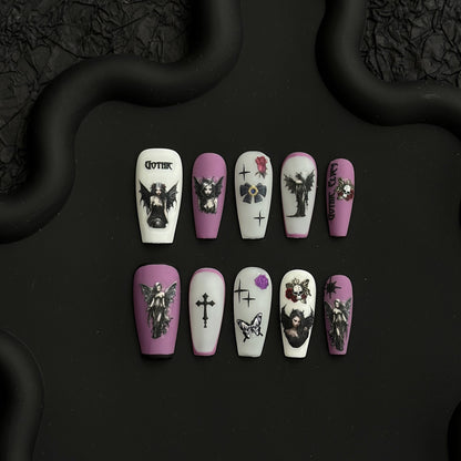 Künstlerisches Gothic Press-On Nail Art Set