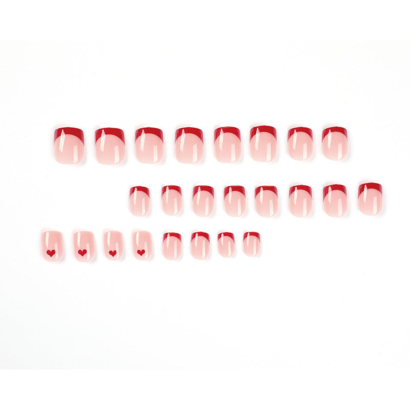 Künstlerisches Herzdesign Press-On Nagelset Brehn