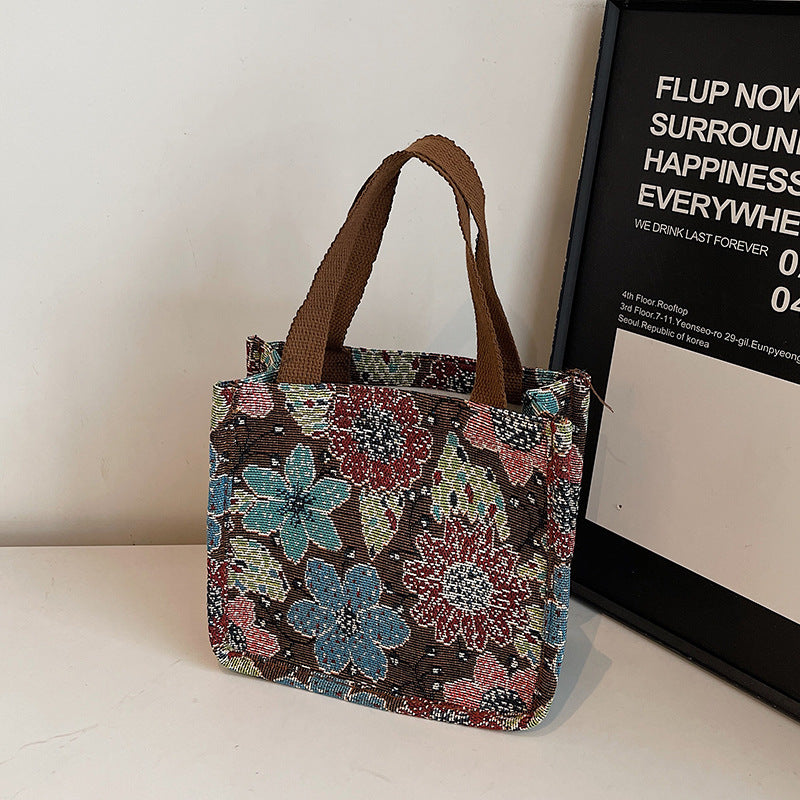 Florale gestickte Wandteppich Tragetasche