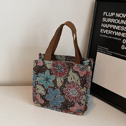 Florale gestickte Wandteppich Tragetasche