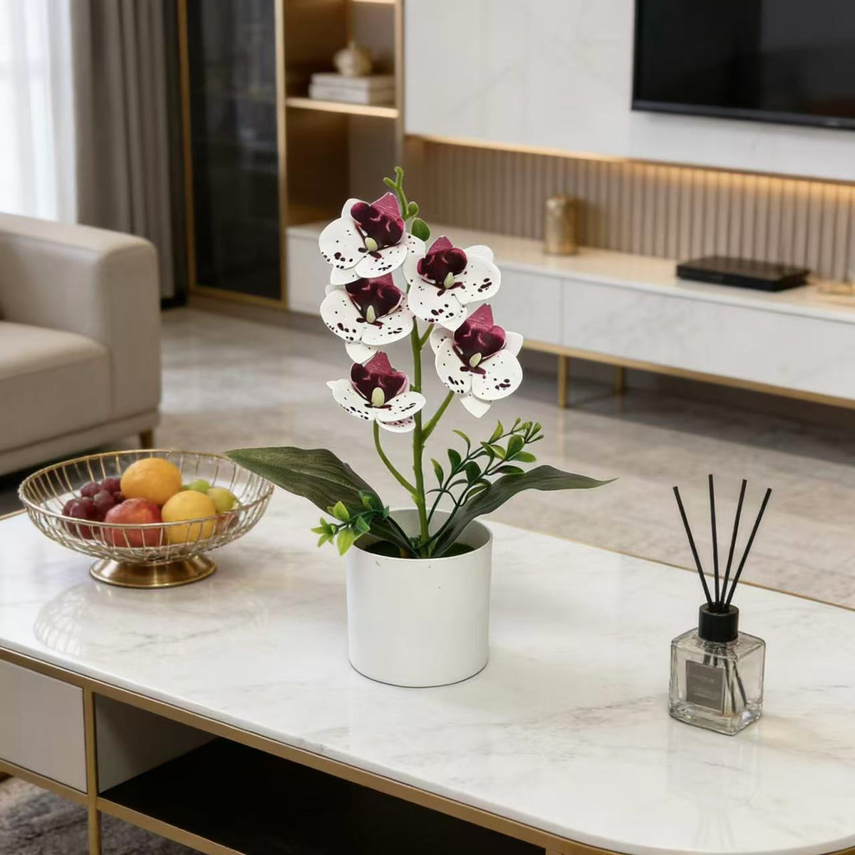 Künstliches Orchideenarrangement für die Wohnkultur-Dekoration