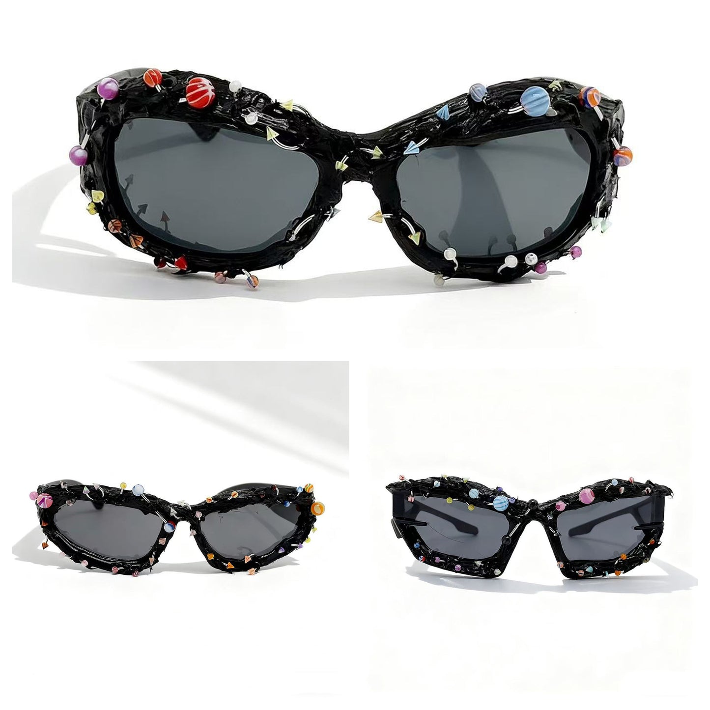 Damen Sonnenbrille mit kreativem Dekor und markantem Rahmen Brehn