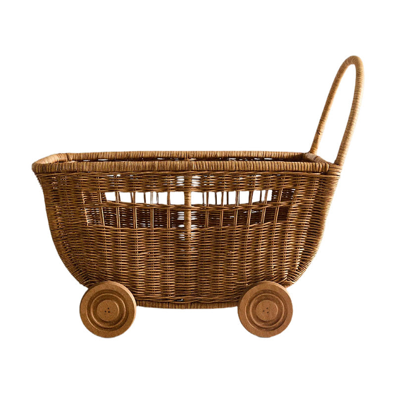 Vintage Geflochtener Aufbewahrungswagen Brehn