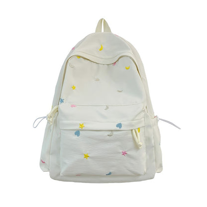Bestickter Stern- und Mondmuster-Rucksack Brehn