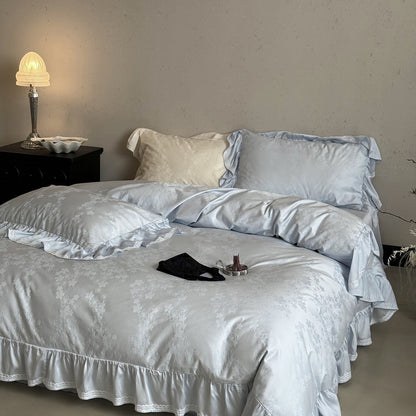 Luxuriöser Rüsch-Jacquard-Satin-Bettbezugset