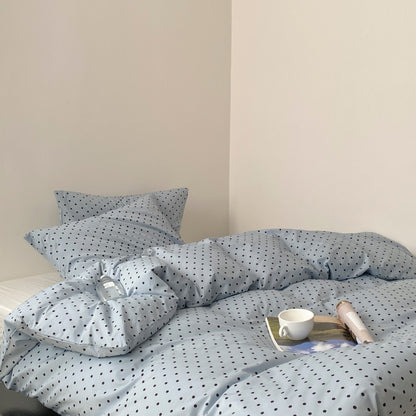 Atmungsaktives Baumwoll-Percale-Punkte-Duvet-Bezug-Set mit Reißverschluss und Kissenbezügen