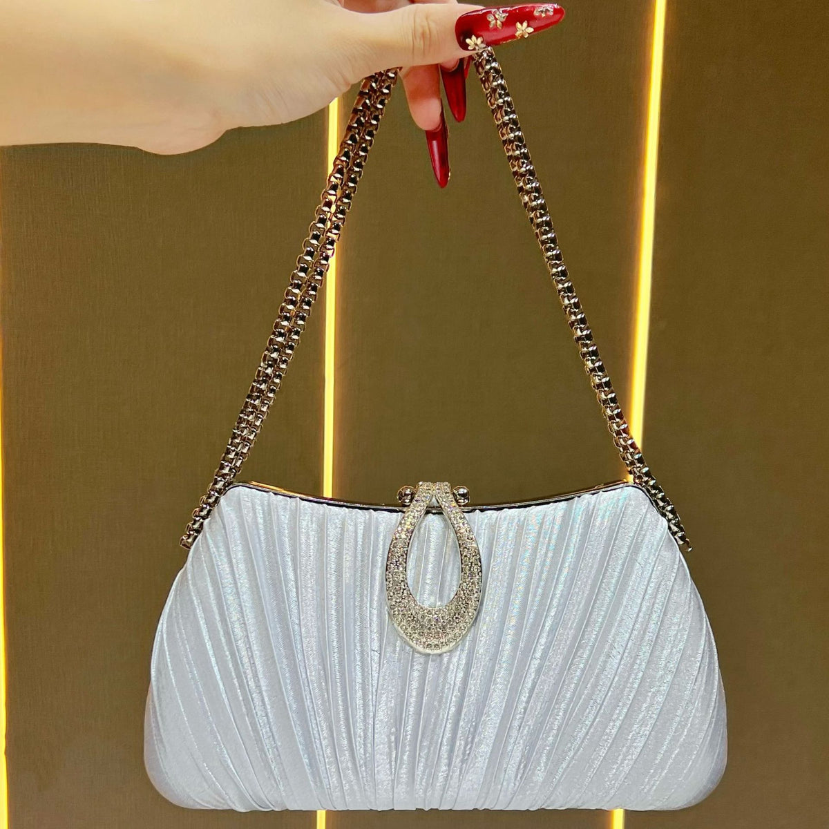 Falten Satin Abend Handtasche