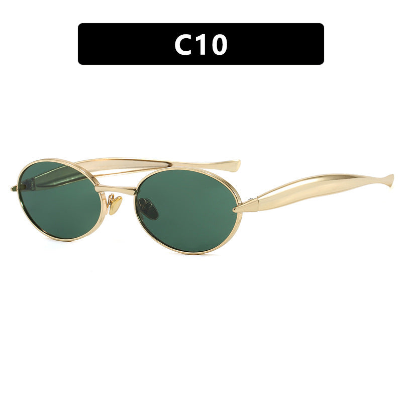 Damen modische Sonnenbrille mit ovalem Rahmen und funkelnden Details Brehn