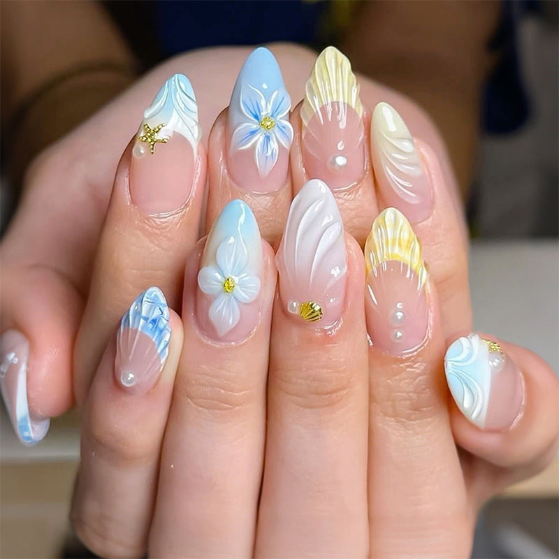 Kreatives Shell Design Press-On Nagelset Brehn