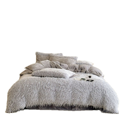 Flauschiges Bettwäsche-Set mit langfloriger Plüschoberfläche und Samtrückseite