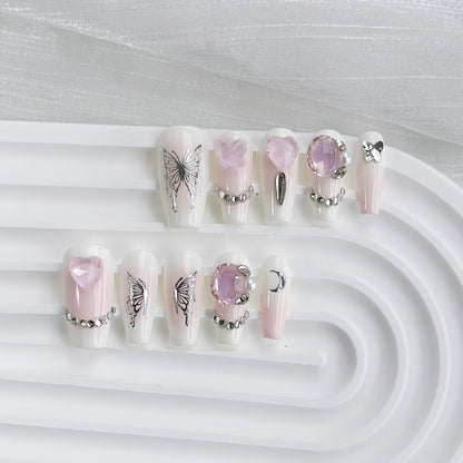 Schmetterlings-verzierte Press-On Nagelset