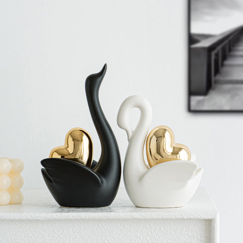 Elegante und romantische Schwäne Dekorationsfigur Brehn