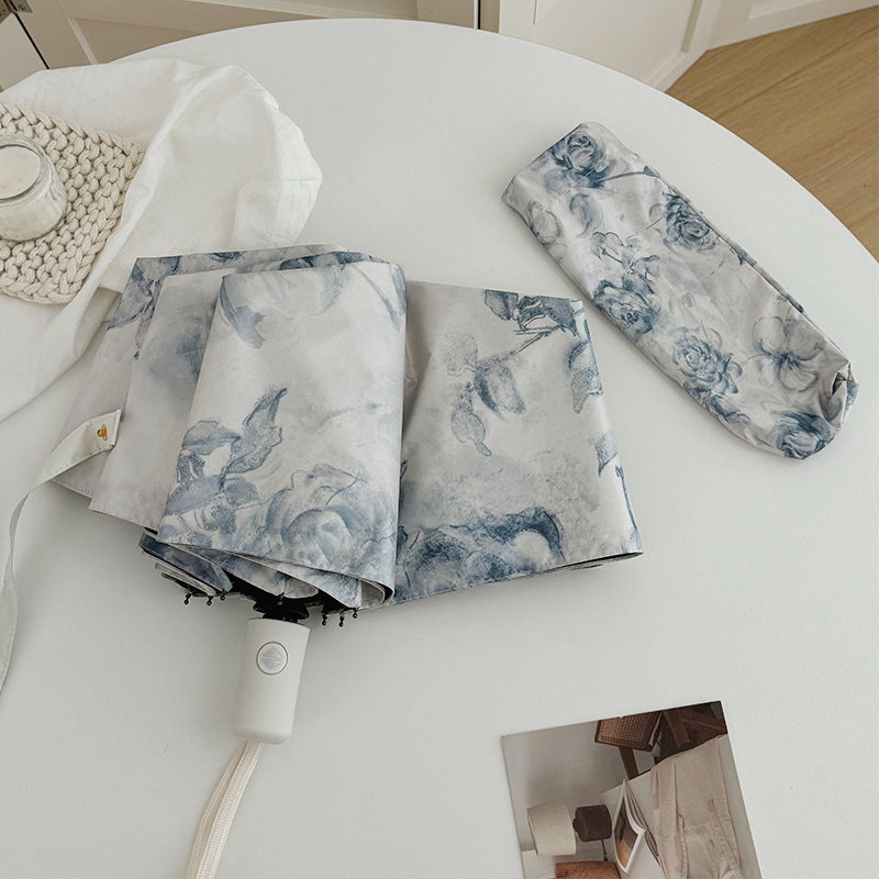 Damen Faltbarer Regenschirm mit romantischem Blumendesign Brehn