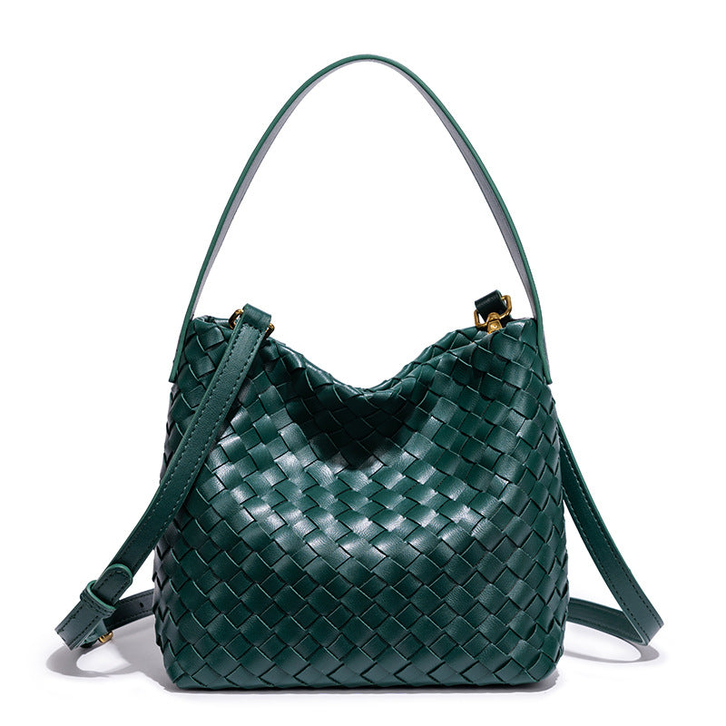 Elegante Geflochtene Leder Schultertasche Brehn