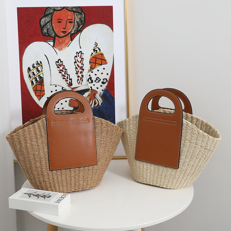Modische Korbtasche mit Eleganten Lederakzenten Brehn
