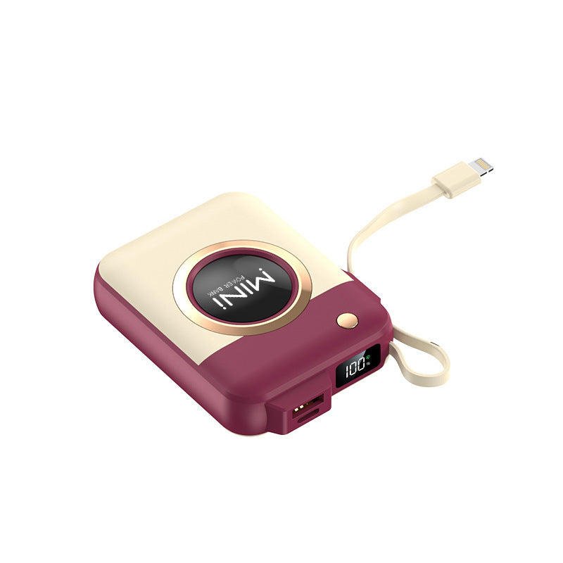 Tragbare Mini-Powerbank mit Integriertem Ladekabel und Innovativem Design Brehn