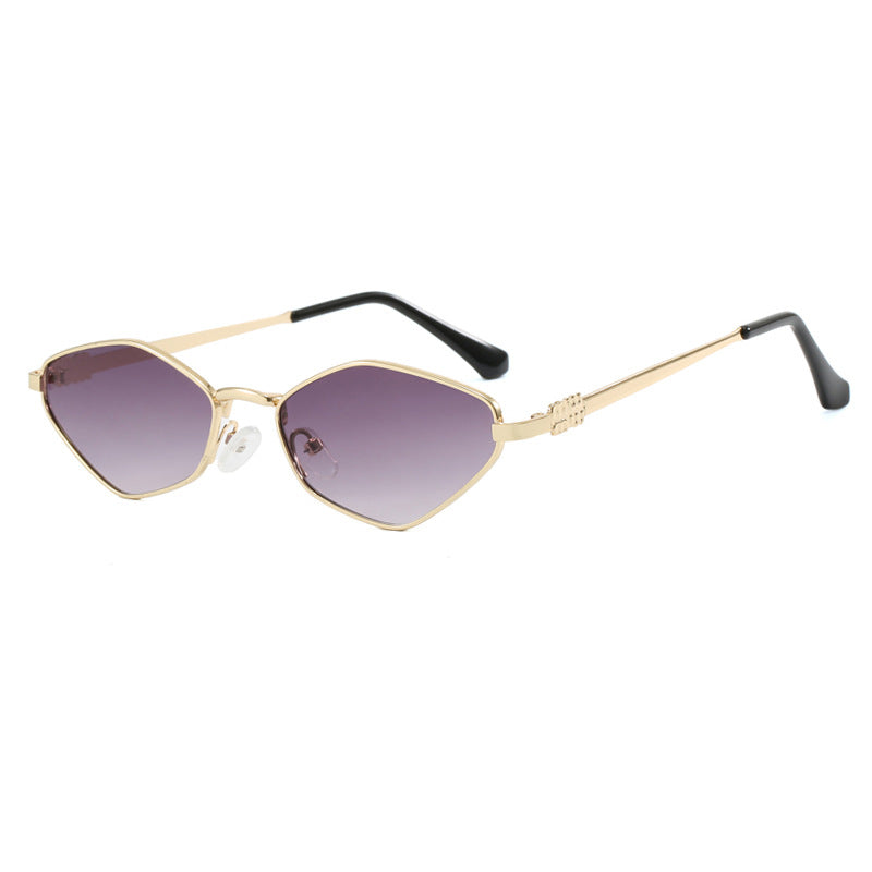 Damen geometrische Sonnenbrille mit glänzendem Metallrahmen und polarisierten Gläsern Brehn