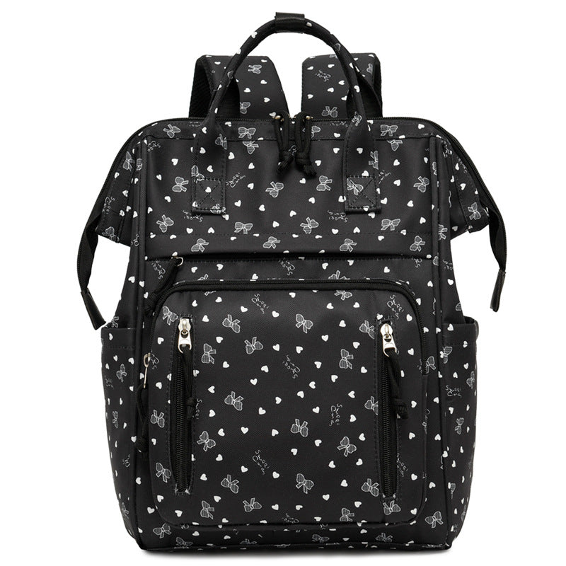 Stylischer Herz-Print Multi-Taschen Rucksack Brehn