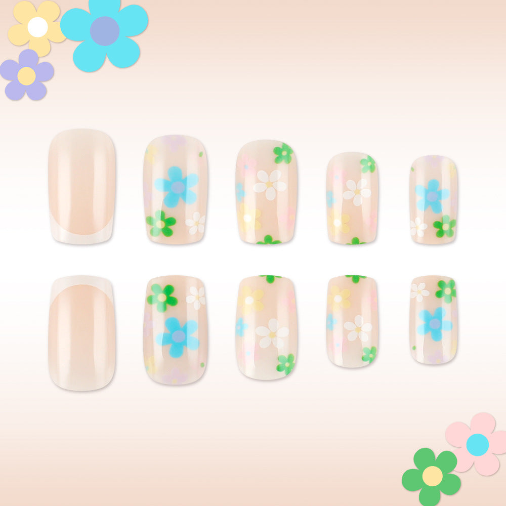 Floral French Tip Press-On Nail Set Brehn