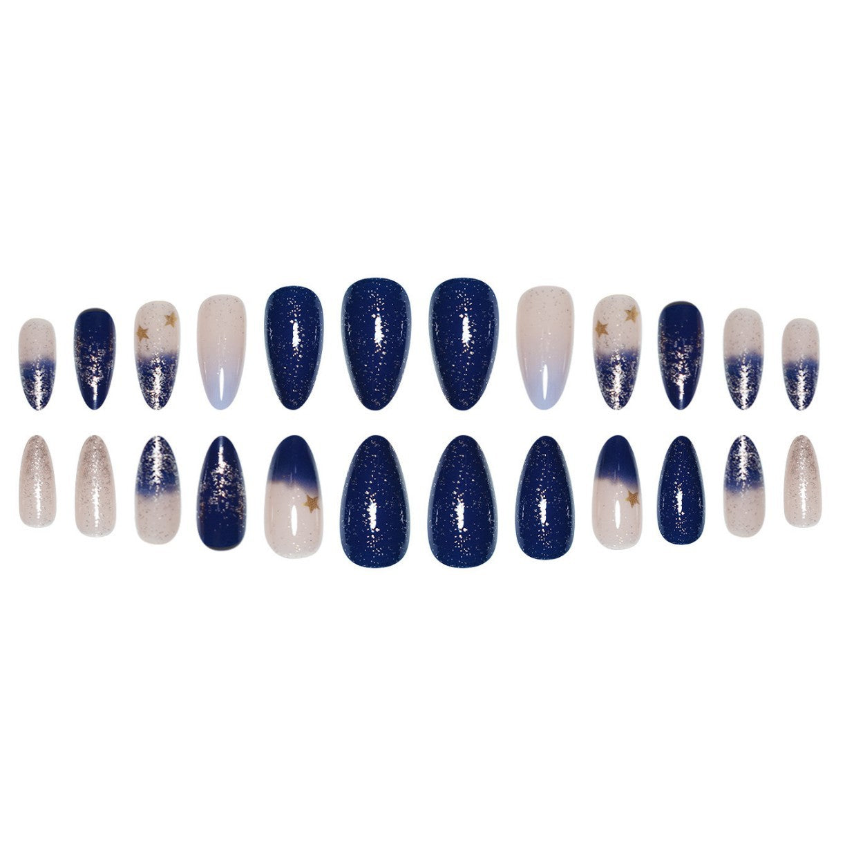 Stiletto Press-On-Nailart-Erweiterungen mit Sternen-Designs Brehn