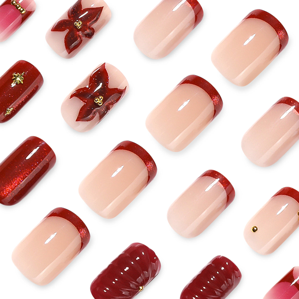 Kunstvolle Nagelgestaltung mit floralen und goldenen Akzenten Brehn