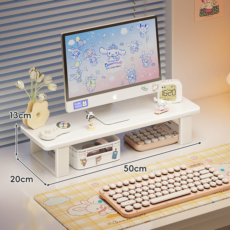 Bambus-Desktop-Monitorständer mit Unterregal-Tastaturlagerung und Kabelmanagement