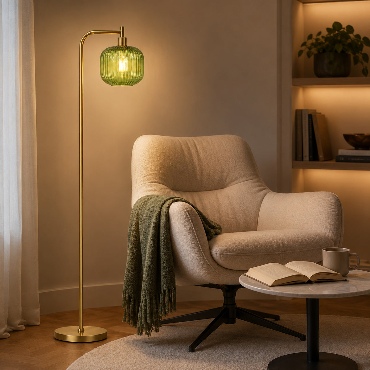 Moderne gebogene Glas-Stehlampe