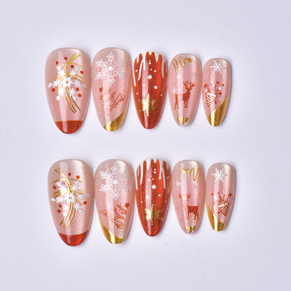 Festliches Urlaubs-Themen Press-On Nagelkunst Set Brehn