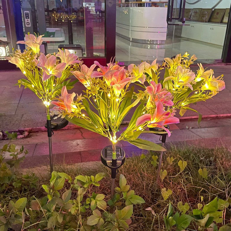 Solarbetriebene künstliche Lilie Gartensteckerlichter mit warmen LED Feen Lichterkette Brehn