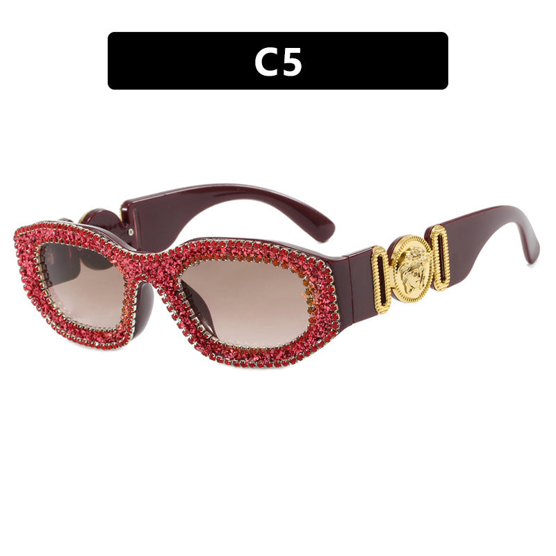 Damen extravagant gestaltete Sonnenbrille mit strassbesetztem Rahmen Brehn