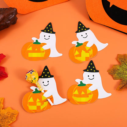 Halloween-Lutscherhalter aus stabilem Papier mit niedlichem Gespenst- und Kürbismotiv