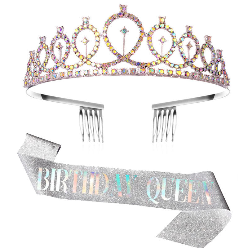 Damen Glitzernde Geburtstagskrone mit aufwendigem Haarband Brehn