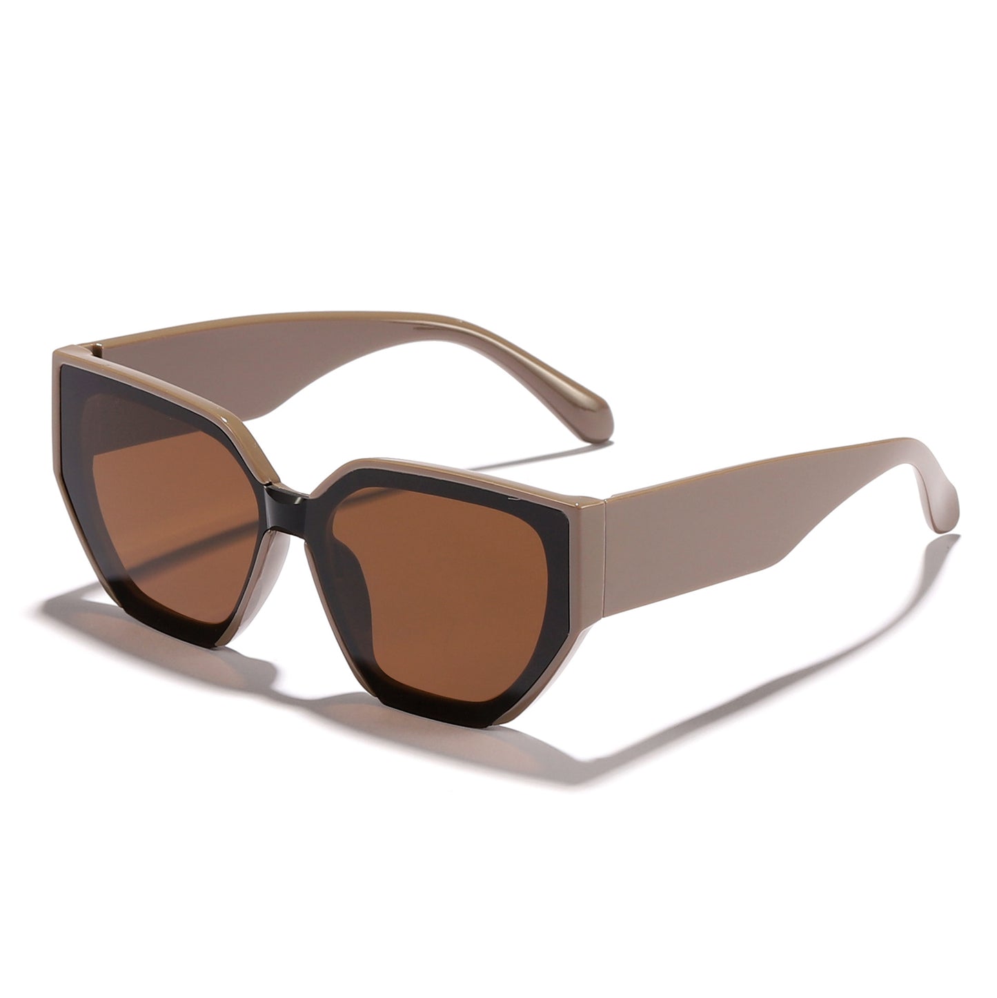 Damen modische oversized Sonnenbrille mit trendigem Hexagon-Design Brehn