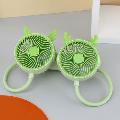 Unisex nan tragbarer Nackenventilator Doppelventilator mit flexiblem Halsbügel und USB-Aufladung Brehn