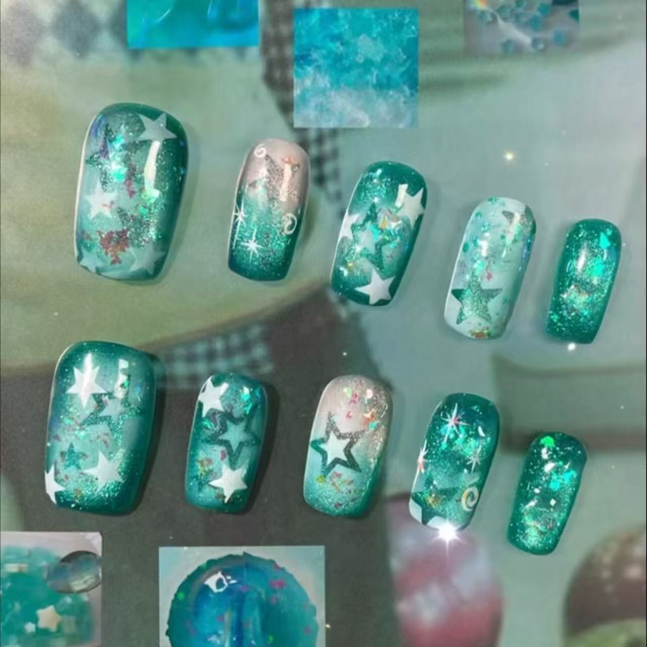 Glitter Star Press-On Nagelkunst Set Brehn
