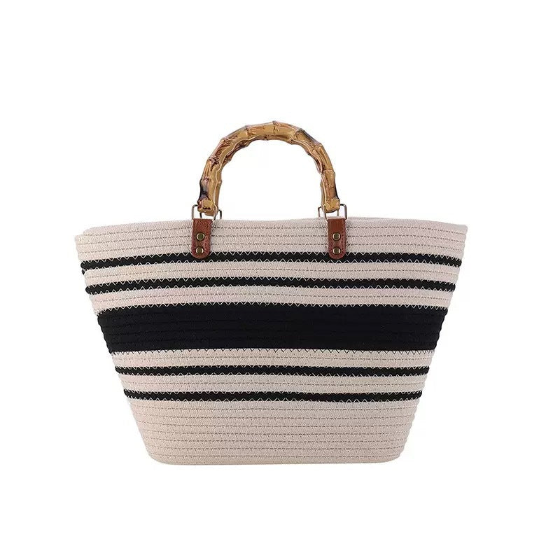Praktische Strandtasche mit Bambusgriffen Brehn