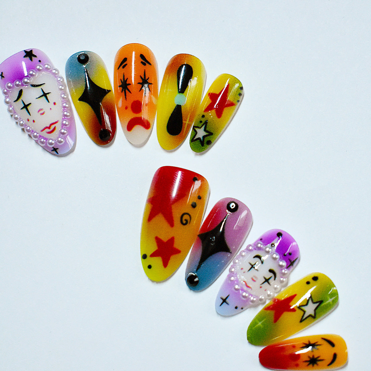 Künstlerisches Kuss-Themen Press-On Nagelkunst Brehn