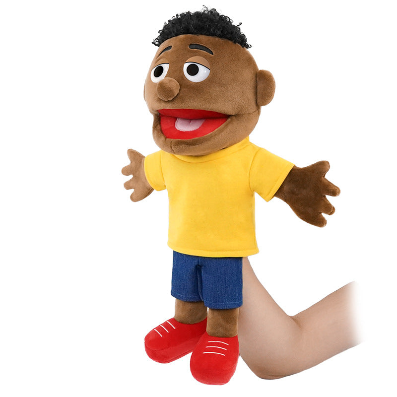 Handpuppe Plüsch Junge Charakter mit beweglichem Mund und weichem Stoffkörper Brehn