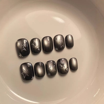 Dekoratives Press-On Nagelkunst-Set mit Stern-Designs
