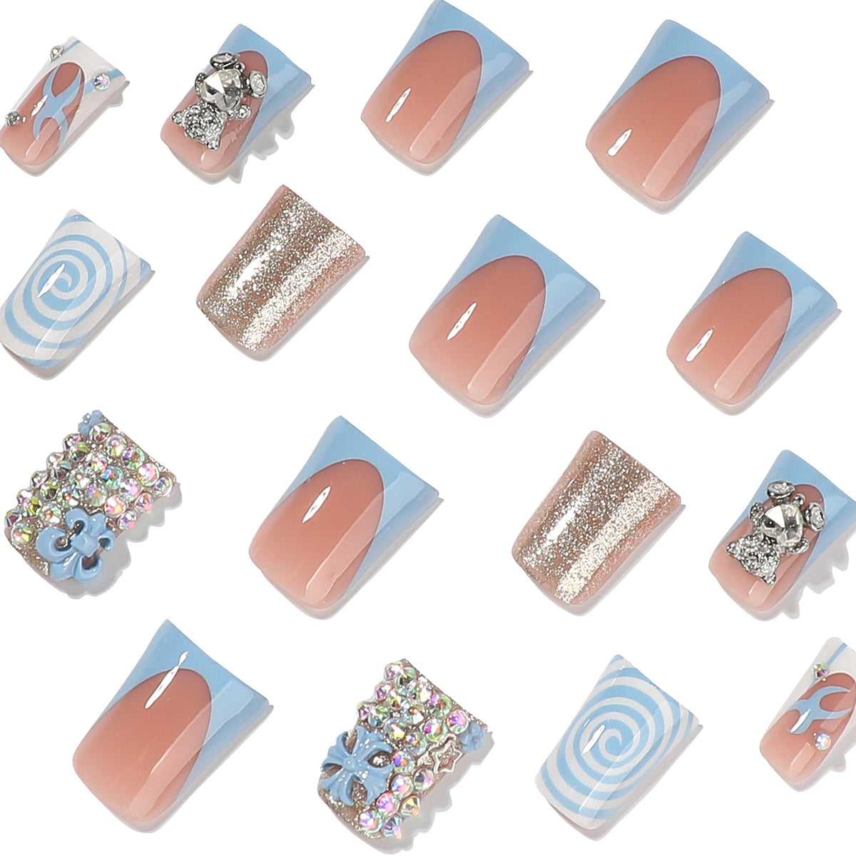 Kunstvolle Nagelkunst mit süßen Tiermotiven und Glitzerakzenten Brehn