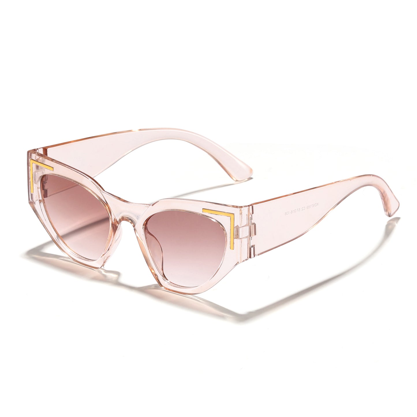 Damen kreative Cat-Eye Sonnenbrille mit transparentem Rahmen und braunen Gläsern Brehn