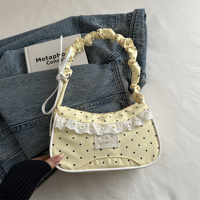 Polka-Dot-Rüschenschulter-Handtasche